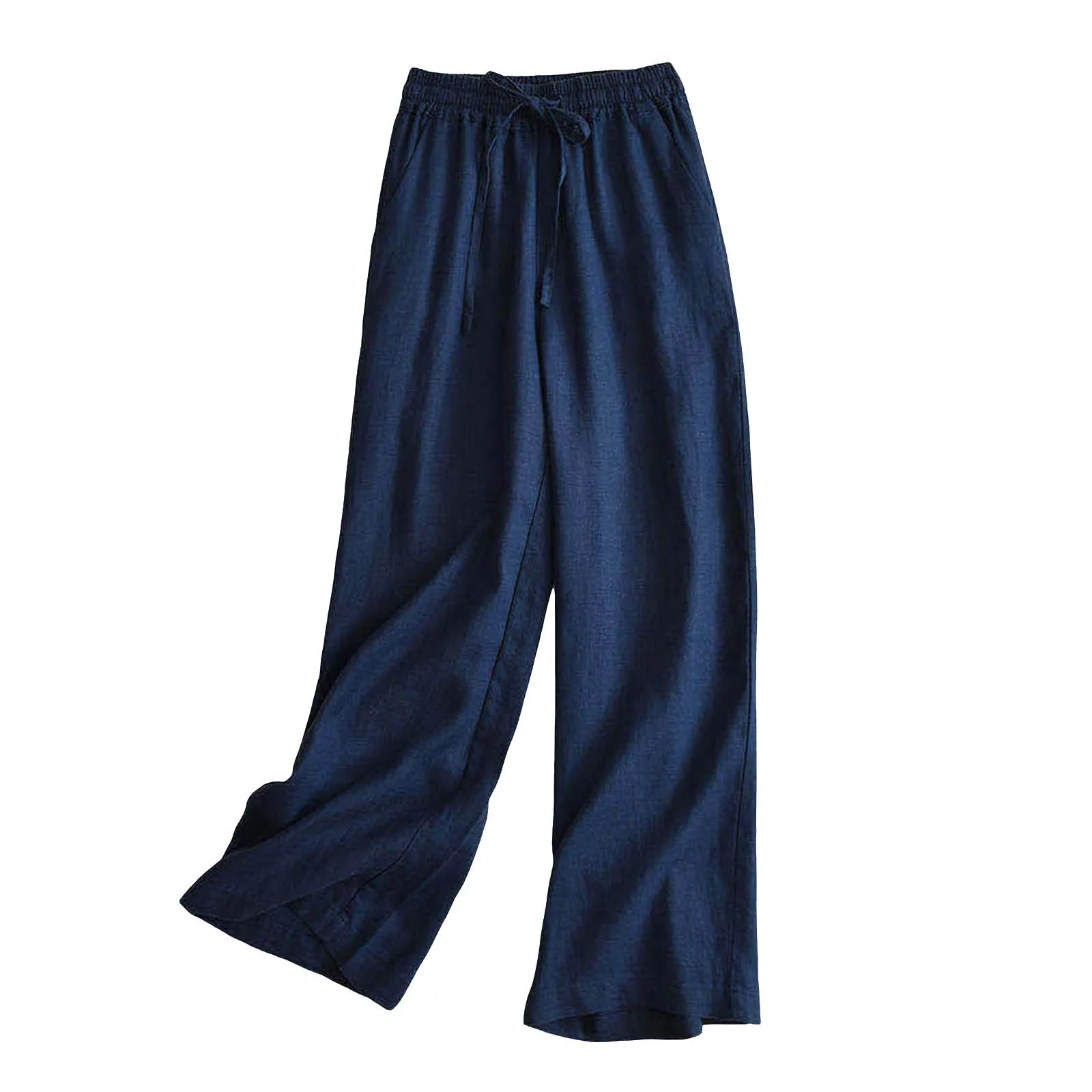 Pantalones de pierna ancha para mujer, pantalón de cintura alta, suelto, transpirable, informal, recto, talla grande, primavera y verano