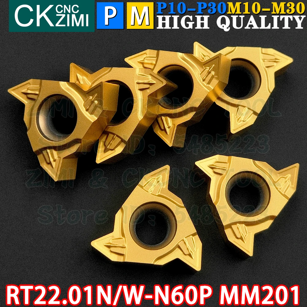 

RT22.01N-N60P MM201 RT22.01W-N60P MM201 Carbide Inserts Left Right Internal External Thread Threaded Inserts Tools 22IR 22ER CNC