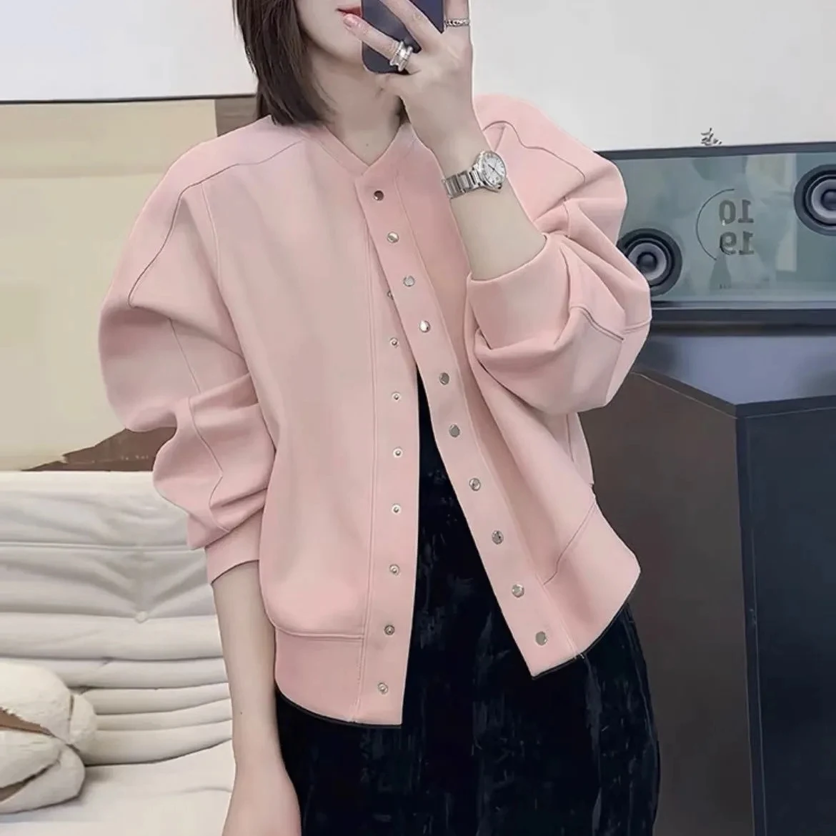 2025 New Cardigan Baseball Jacket For Women Fashion Casual Cotton Sweatshirts Ladies Spring Korean Loose Wild Long Sleeve Coat