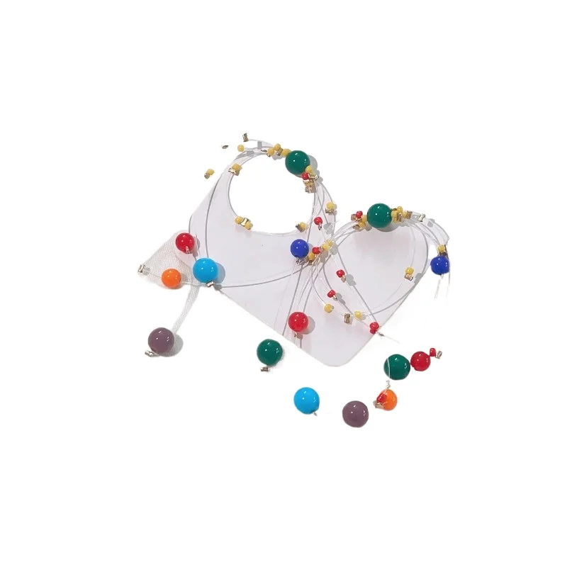 

Fireworks Color Beaded Earrings Women's Personality Dopamine Not Colliding Fun Niche Earrings Tide