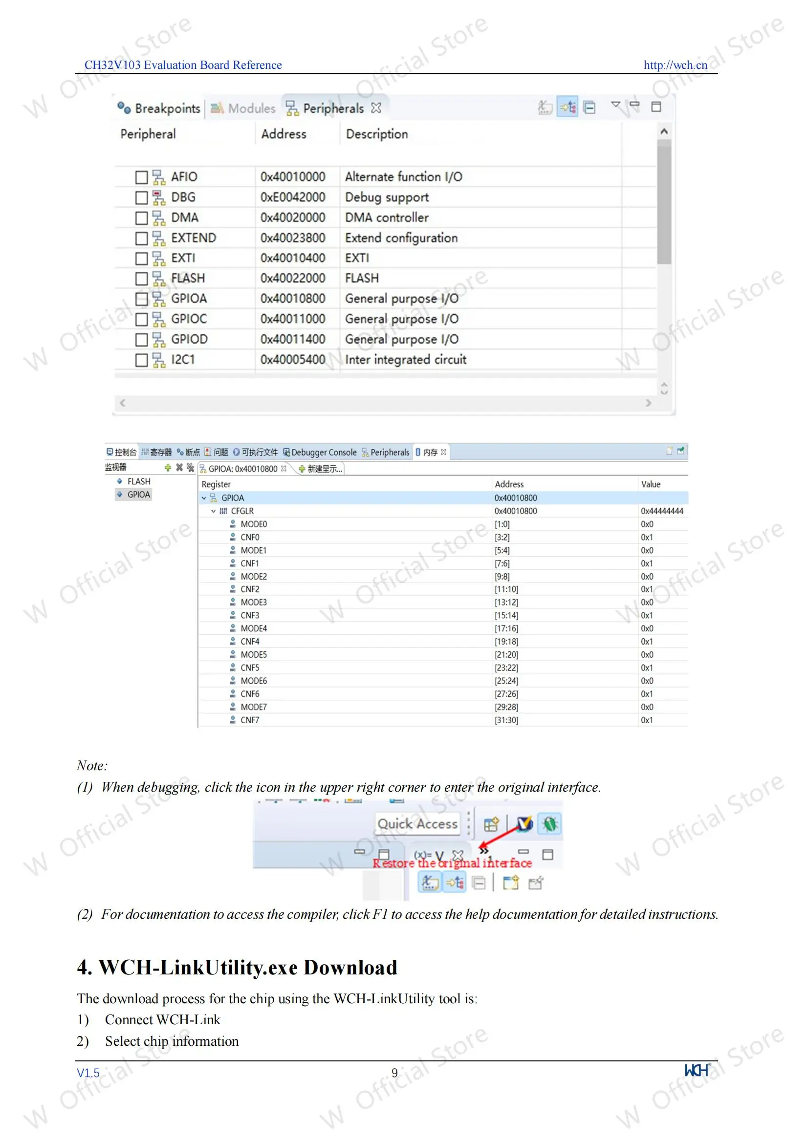 CH32V103-Entwicklungsboard, On-Board WCH-Link-Debugger CH32V103R8T6 Mikrocontroller-Evaluierungsboards – Detail 11