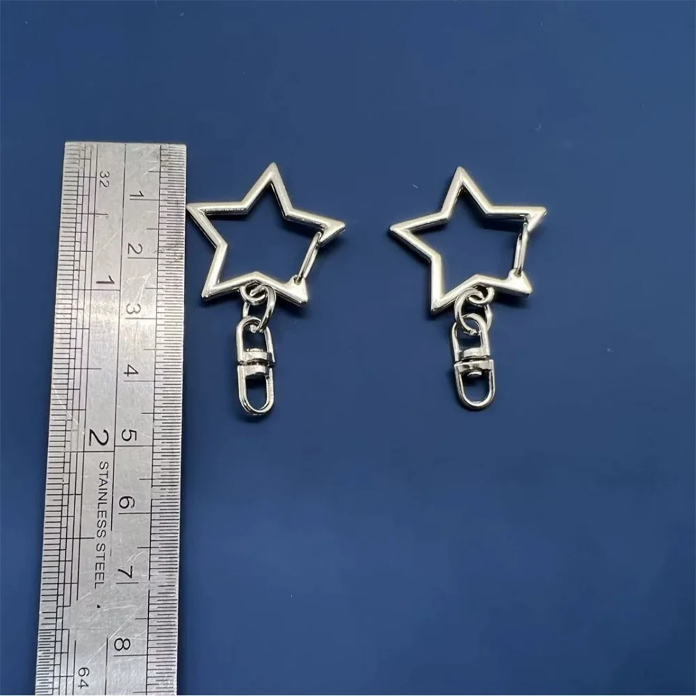 10Pcs New Star Pentagram Hollow Key Chain Rings Keychain DIY Accessories Lobster Clasp Keyring Jewelry Making Findings
