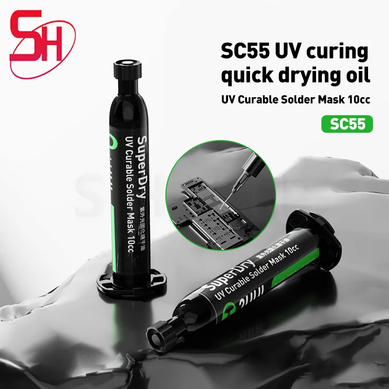 2UUL SC55 SuperDry UV Curable Solder Mask 10CC For Phone Repair Jumping Wire Quick Dry Curing Welding Paste Flux Oil Tools