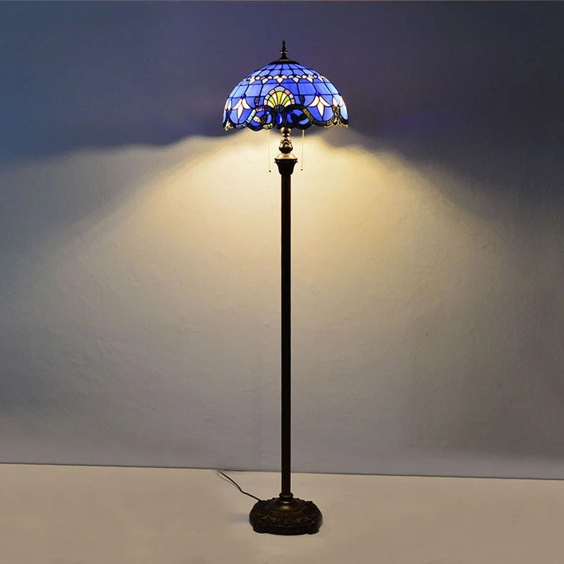 European Retro Floor Lamps Rural Restaurant Coffee House Stained Glass LED Standing Light Living Room Hotel Decoration Fixtures