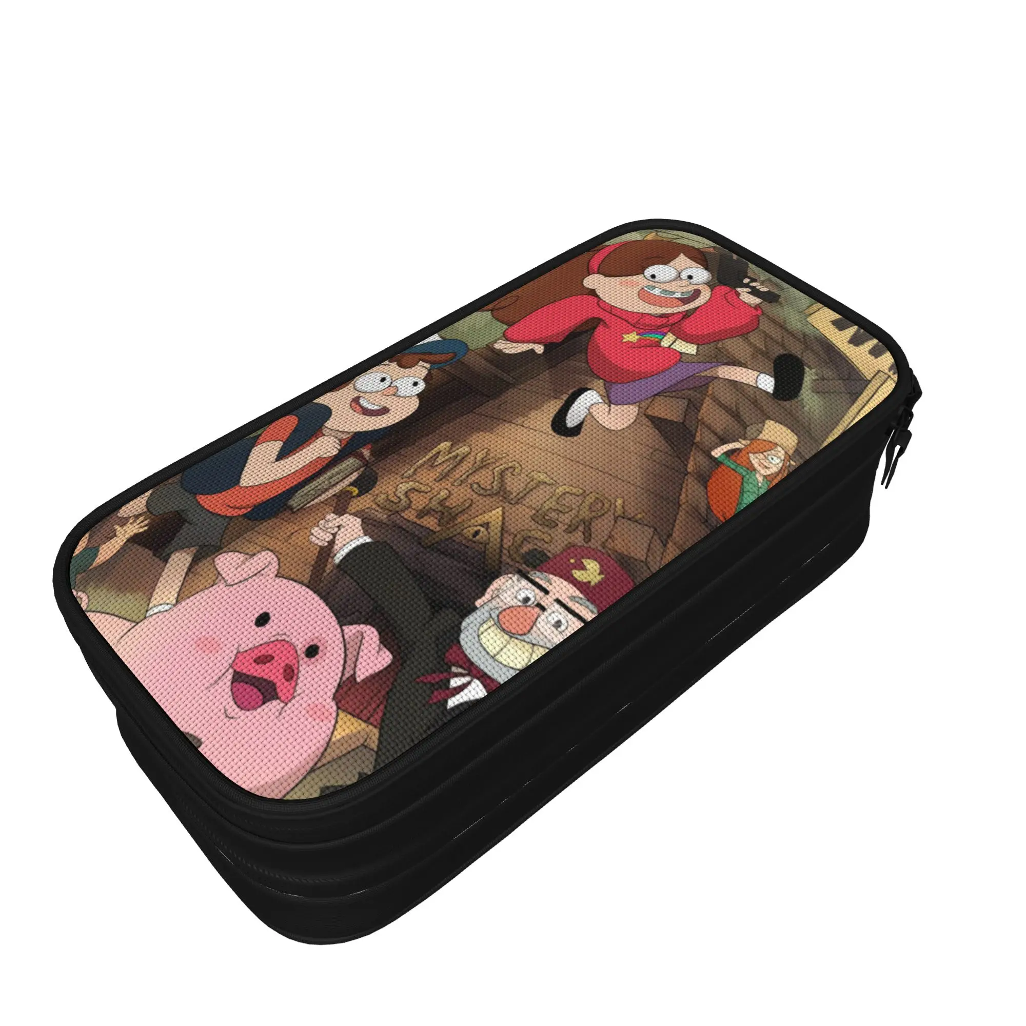 Large Capacity Pencil Case G-Gravity Falls Office Supplies  Double Layer Pencil Case Stationery Women Make Up Bag Gift
