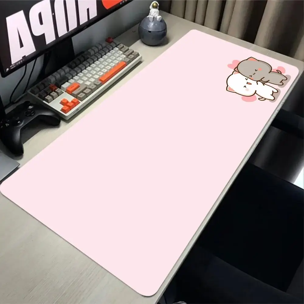 Peach cat Mouse Pad XXL carpet Mousepad Anti-slip Rubber mouse mat Computer Gamer Desk Mat Stitched Edge Large Gaming Mousepad