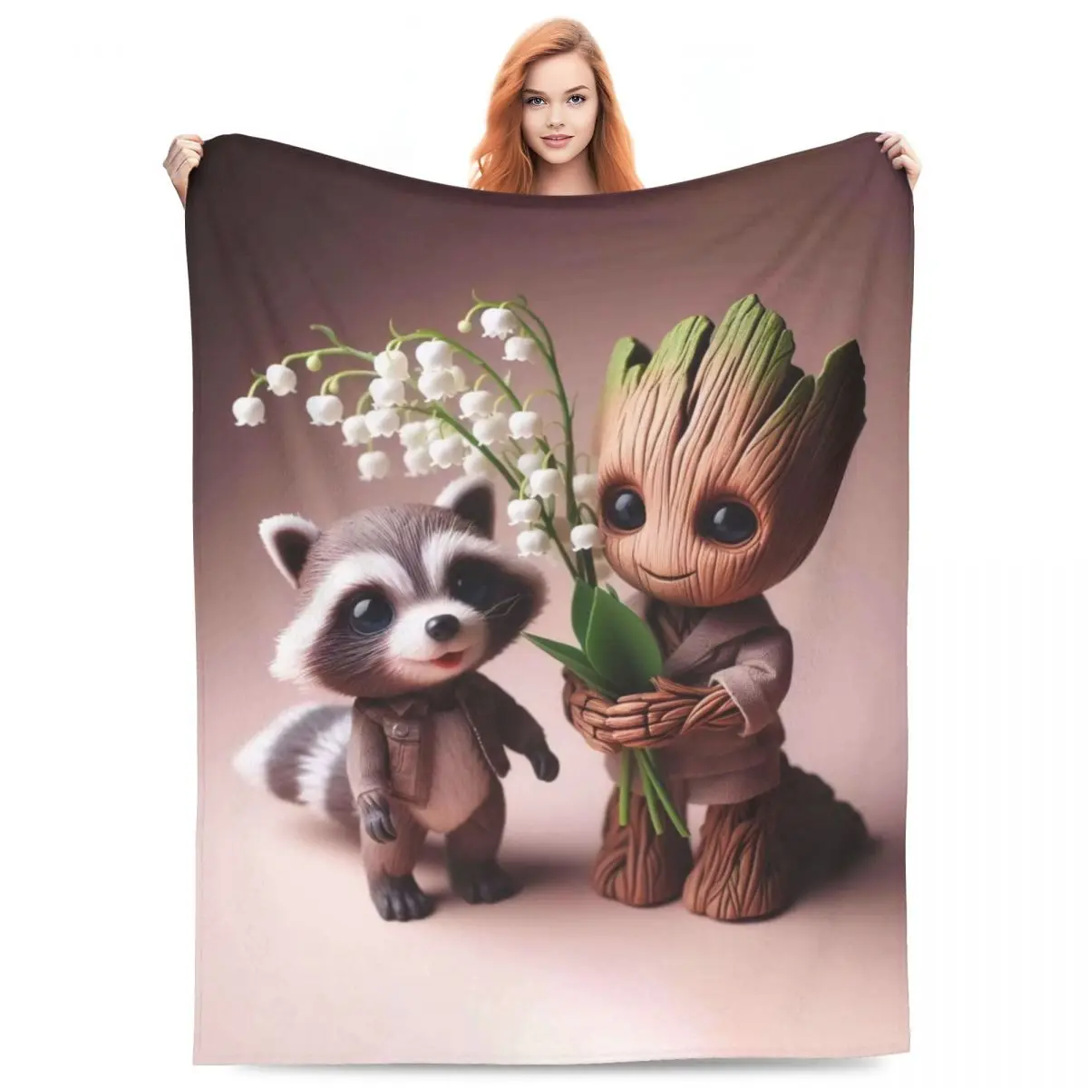 Warm Blanket Camping Groot And Raccoon Bedding Throws Flannel Bedspread For Living Room Aesthetic Sofa Bed Cover