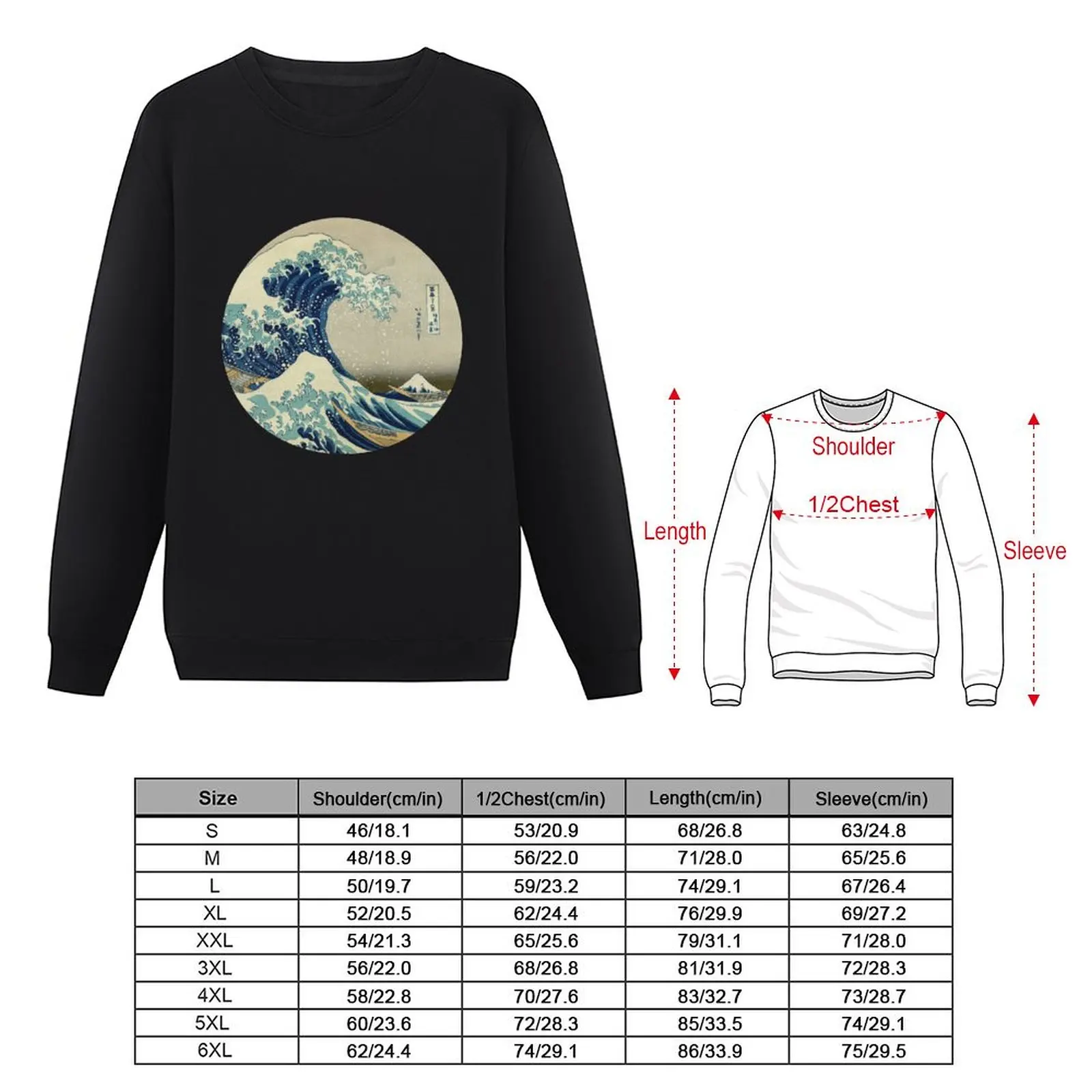 Great Wave off Kanagawa circle Sweatshirt tracksuit men aesthetic sweatshirts