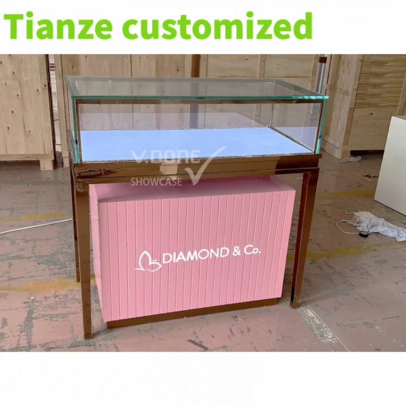 

Customized-modern luxury tempered glass jewelry display cabinets showcases display jewelry showcase jewellery showroom