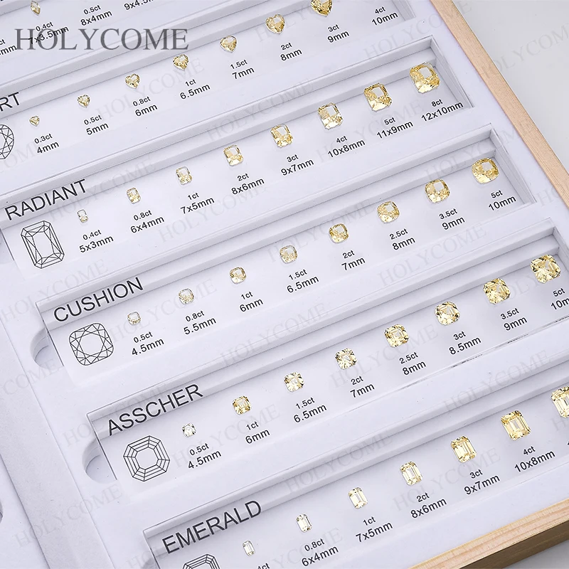 Updated Free Custom LOGO Kit Fancy Shapes CZ Diamond Carat Chart Comparison Set Reference White Pink Yellow Gemstone Selectable