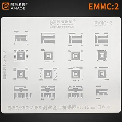 AMAOE BGA Reballing Stencil EMMC 2 for Android Hard Disk EMMC EMCP UFS Phone Nand Reballing Repair Tools