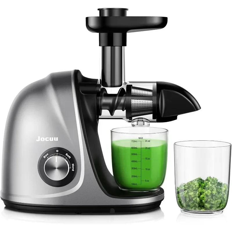 Jocuu Slow Masticating Juicer with Soft/Hard Modes Easy to Clean Quiet Motor & Reverse Function, Cold Press Juicer