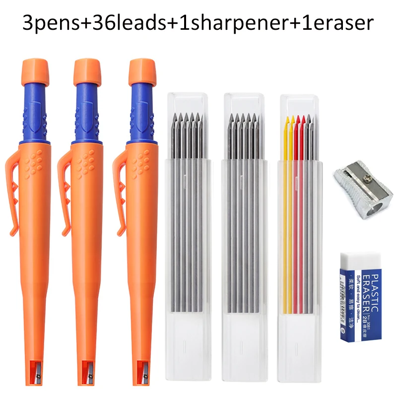 2,8 mm mechanisch potloodset voor houtbewerking, inclusief potloodstiften, voor ontwerpers en ingenieurs die houtwerkzaamheden uitvoeren, voor het aanbrengen van markeringen en het tekenen, een handig