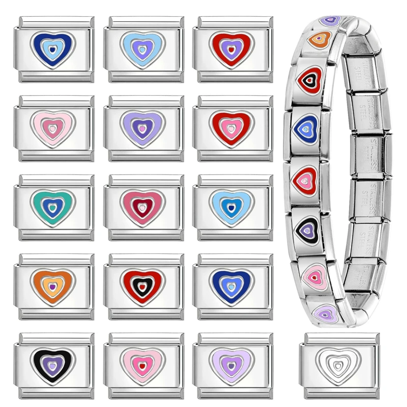 Simple Design Butterfly Heart Flowers Star Moon Eyes Italian Charm Links Fit 9mm Stainless Steel Bracelet Women DIY Making Gifts