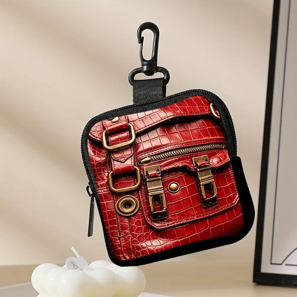Creative Mini Coin Purse Imitation Leather Bag Pattern PVC Earphone Bag Portable Lightweight Zipper Storage Bag Friends Gift