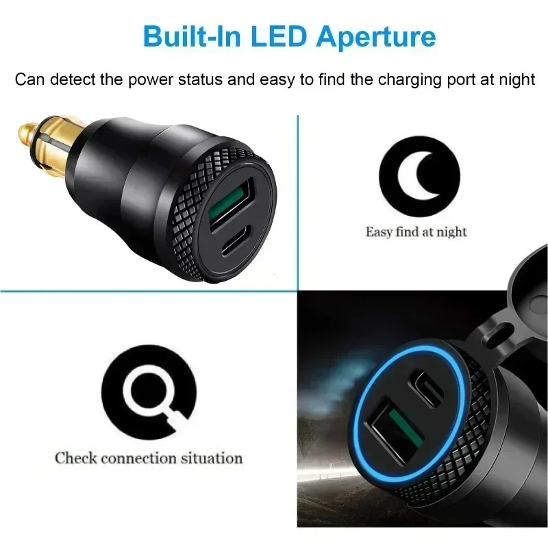 

Motorcycle Waterproof Charger 30W QC3.0 USB C-type PD Power Adapter Hella DIN Plug Socket Quick Charger for Ducati Triumph BMW