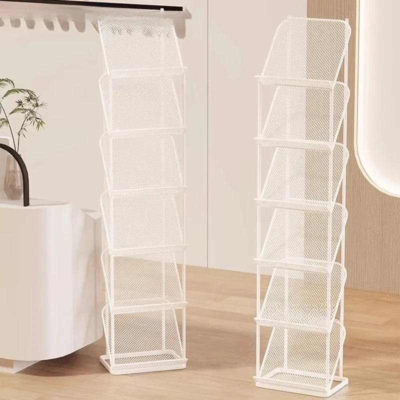 Floor Standing Magazine & Newspaper Rack, Brochure Display Stand, Single Page Book Organizer for Office Furniture
