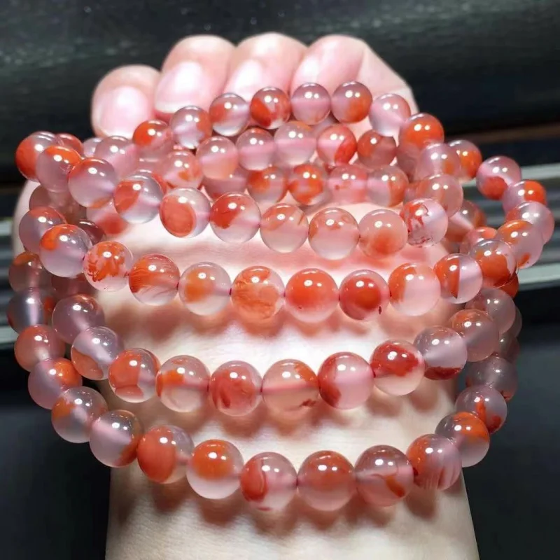 Factory Direct Sales Sichuan Material Natural South Red AgateFloating round Beads Multi-Circle Bracelet Jade Moisturizing