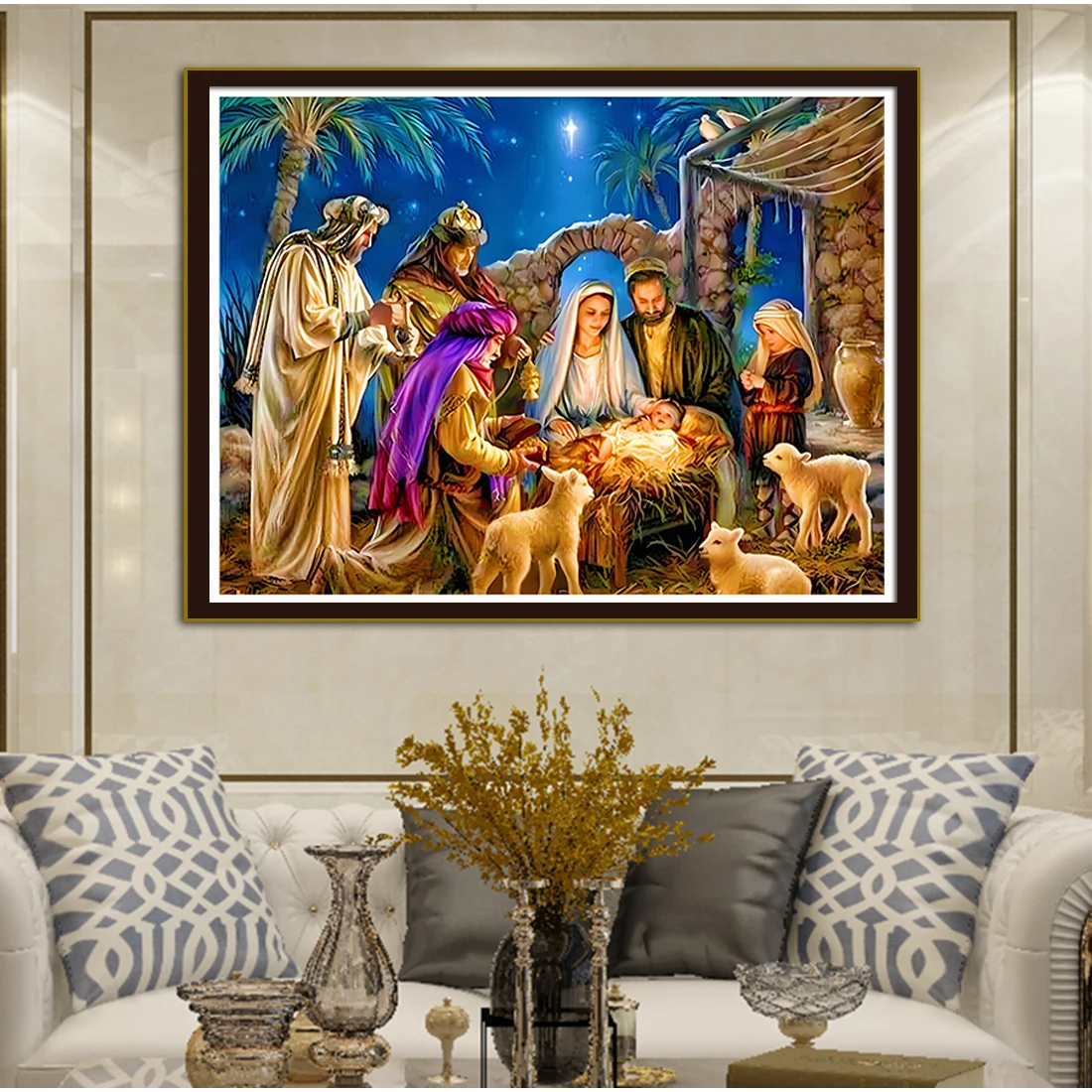 A Family Under The Moon Cross Stitch Kit DIY Set Living Room Decoration Painting Hanging Painting New Crafts Handmade Embroidery