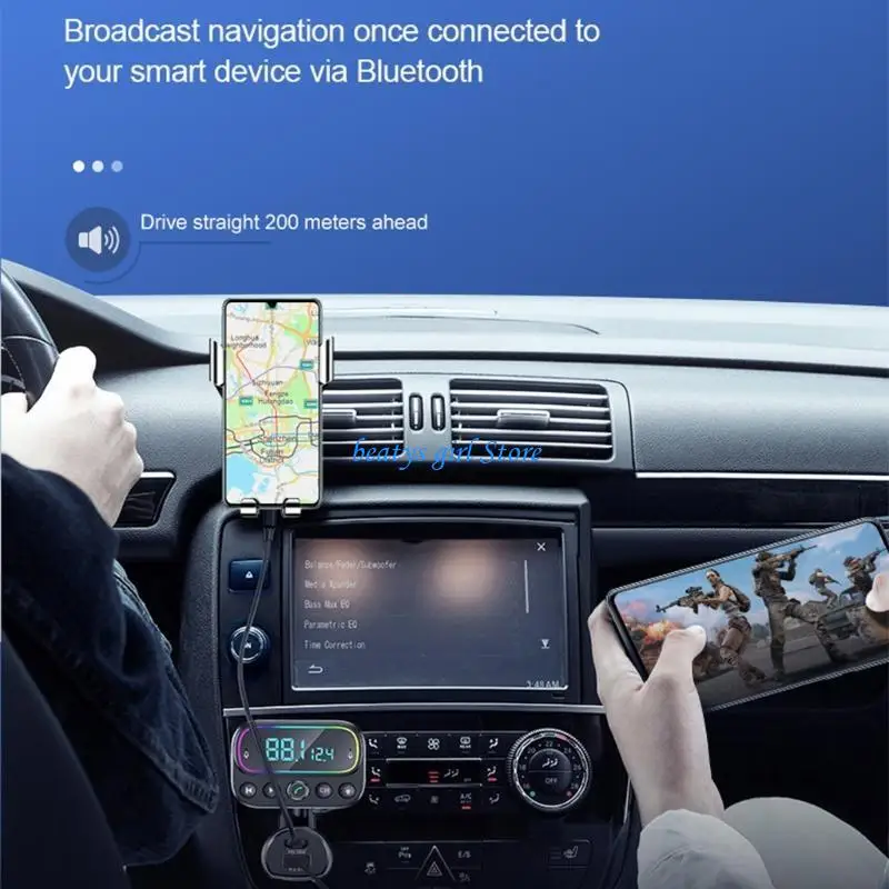 

C7AB Car Wireless FM Transmitter Adapter Bluetooth-compatible 5.0 AUX Hands-F