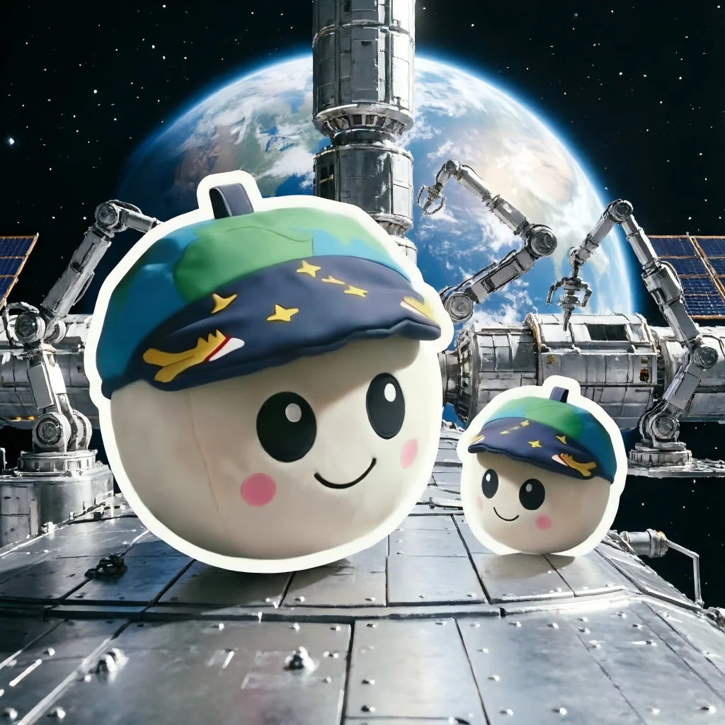 

10cm Soft Rise Plush Doll Wearing Earth Cap Cute Moon Character Stuffed Toy For Kids Room Decor Space