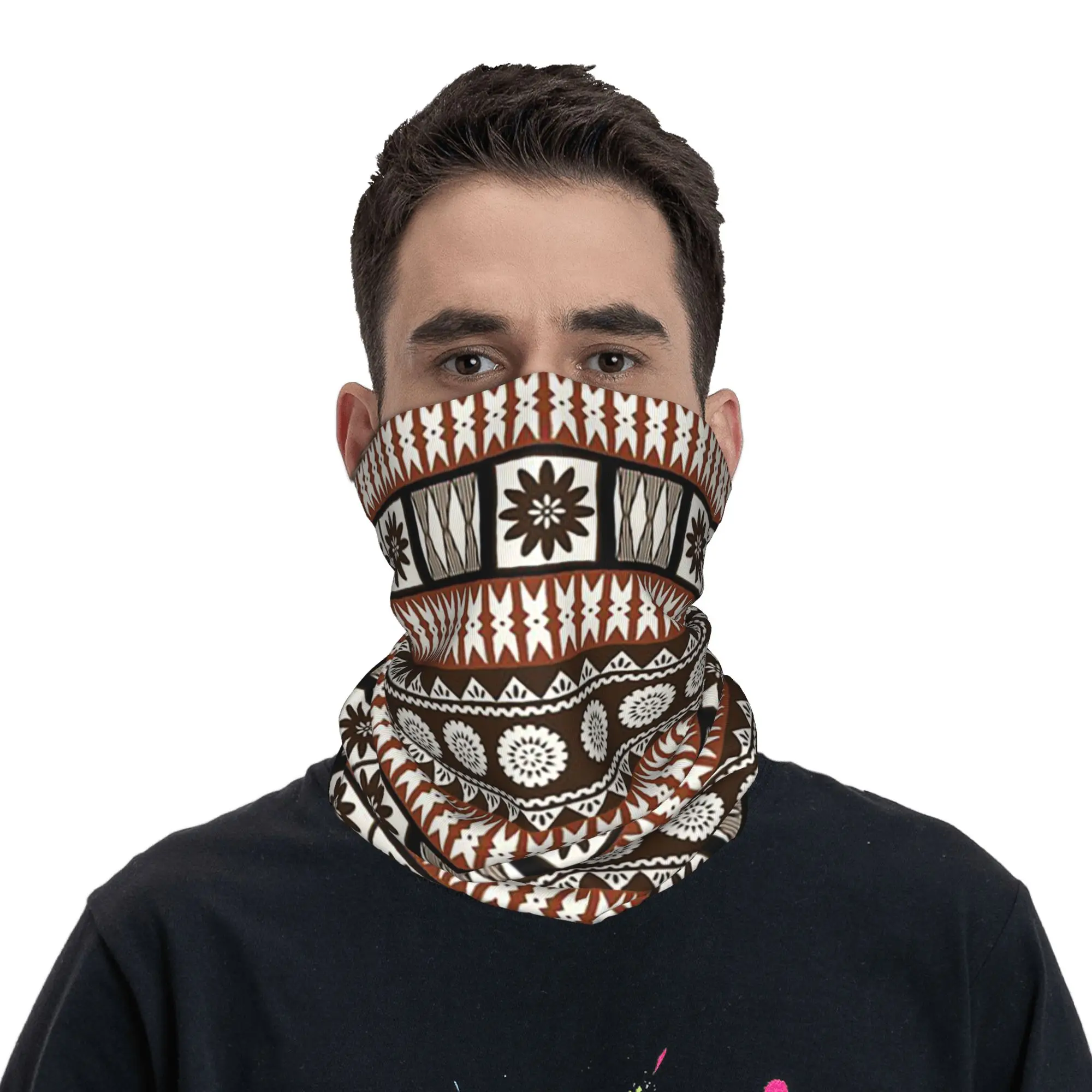 Island Vibes African Tribal Stripe Bandana Neck Cover Printed Wrap Mask Scarf Warm Balaclava Hiking Fishing For Men Women Adult