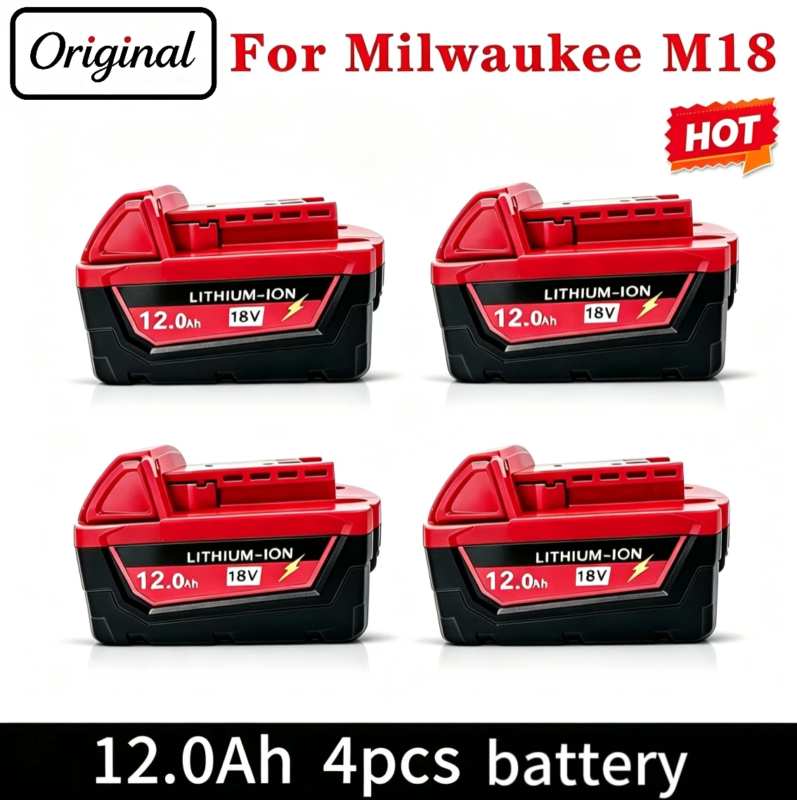 For Milwaukee M18 Power Tool Battery, Charger, BR, XC, 18V, 6000mAh M18B5, 48-11-1860