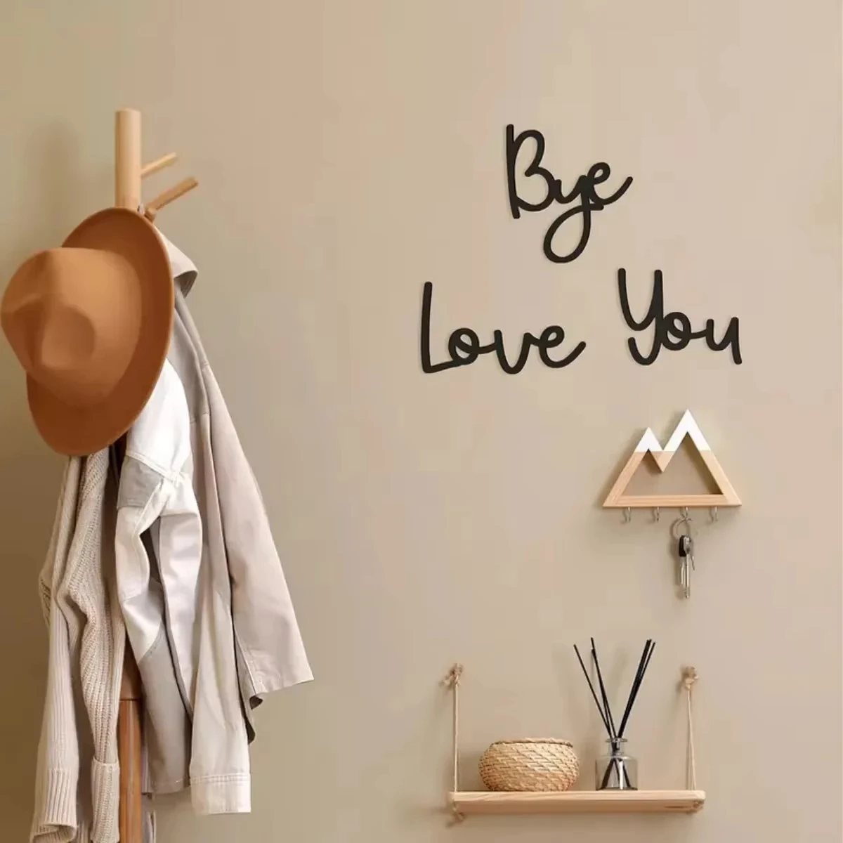 Love You Bye Sign Wall Decor Wooden Letters Wall Decor Bye Love You Wooden Script Sign - Home Decor for Love & Farewell