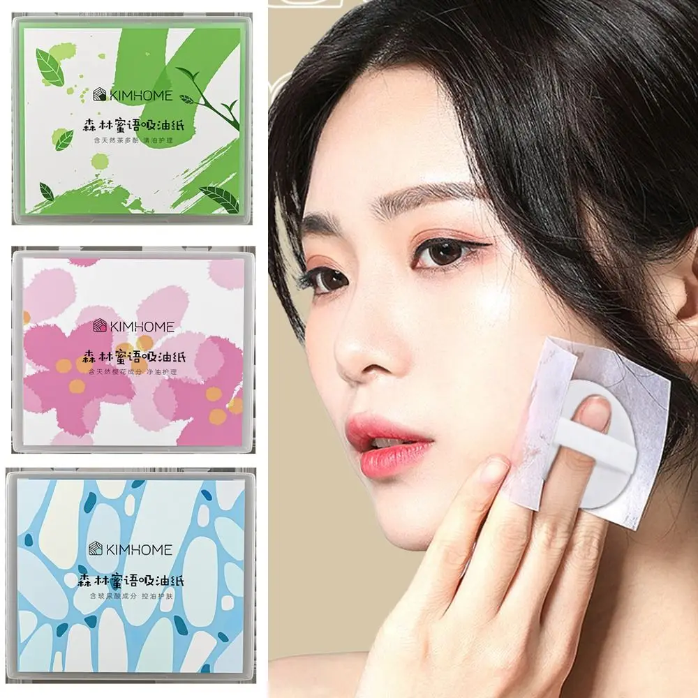 Tool Oil Control Face Cleanser Wipes Oil Control Film Oil Blotting Paper with Mirror Powder Puff Face Oil Blotting Sheets