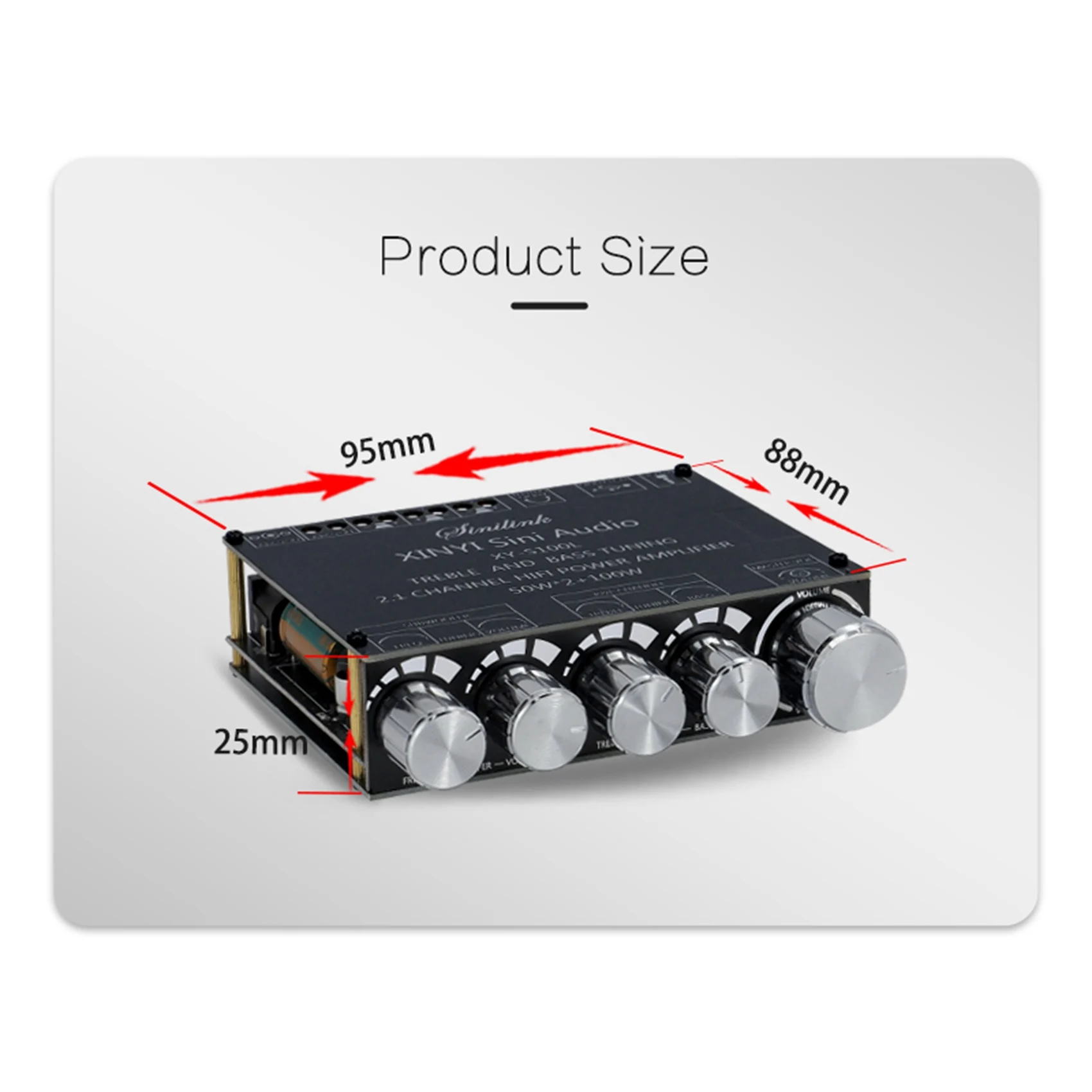 

AS95-3X Bluetooth 5.0 2.1 Channel Power Audio Stereo Subwoofer Amplifier Board 50WX2+100W Speaker AMP XY-S100L