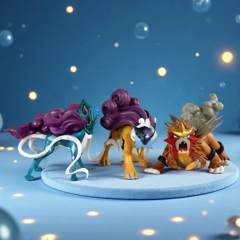 

BKM 3 шт. фигурки легендарных покемонов: Суичун, Энтеи, Райку — коллекционные модели, аниме-аксессуары, декоративные игрушки