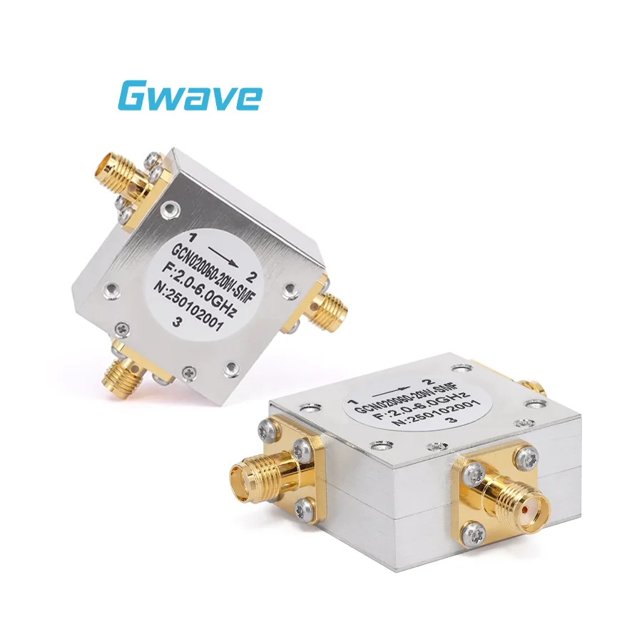 RF Circulator with 15dB Isolation 20 Watts Power SMA Female Connector 2GHz to 6GHz Bandwidth