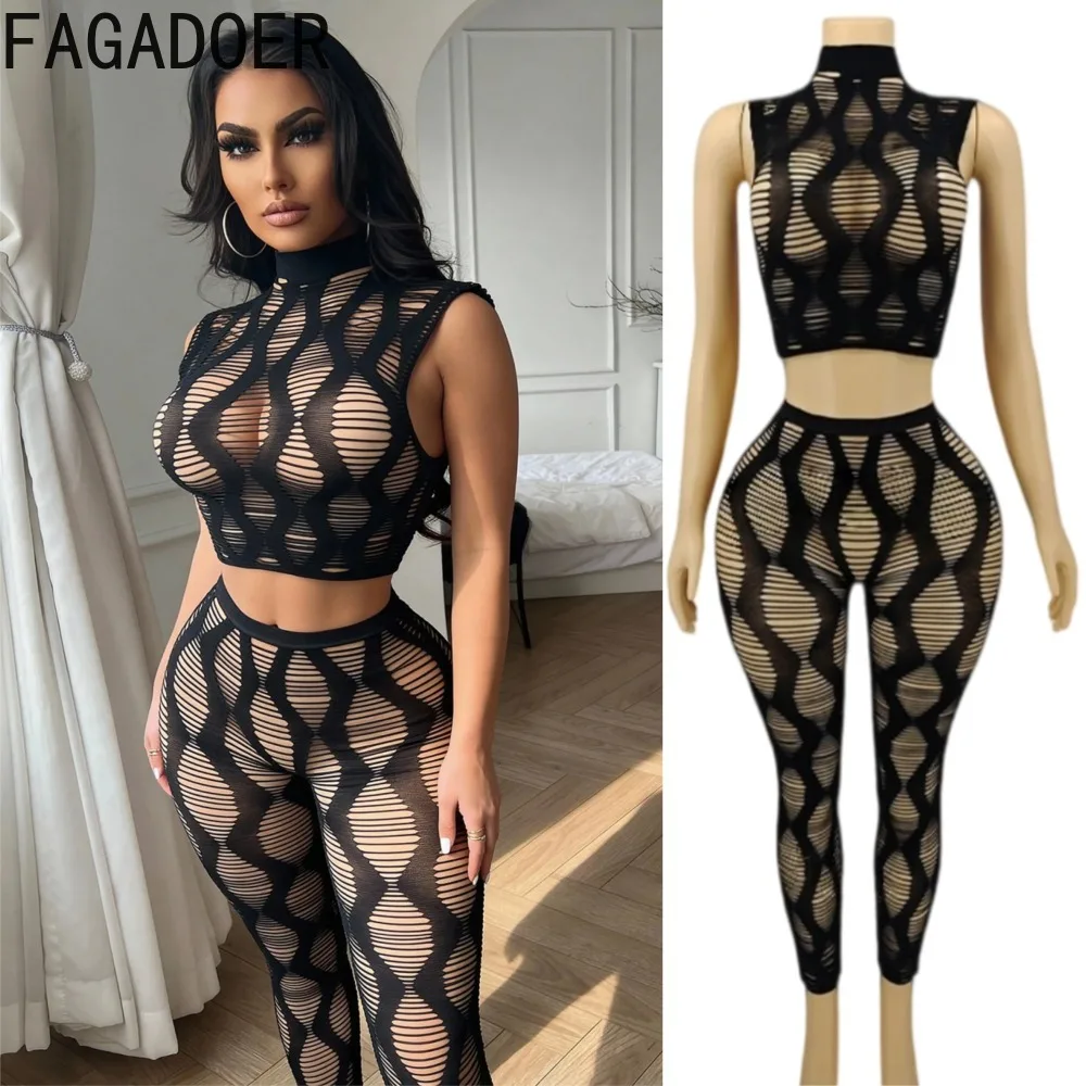Crop Top Crochet - Ensemble 2 pièces en maille sexy