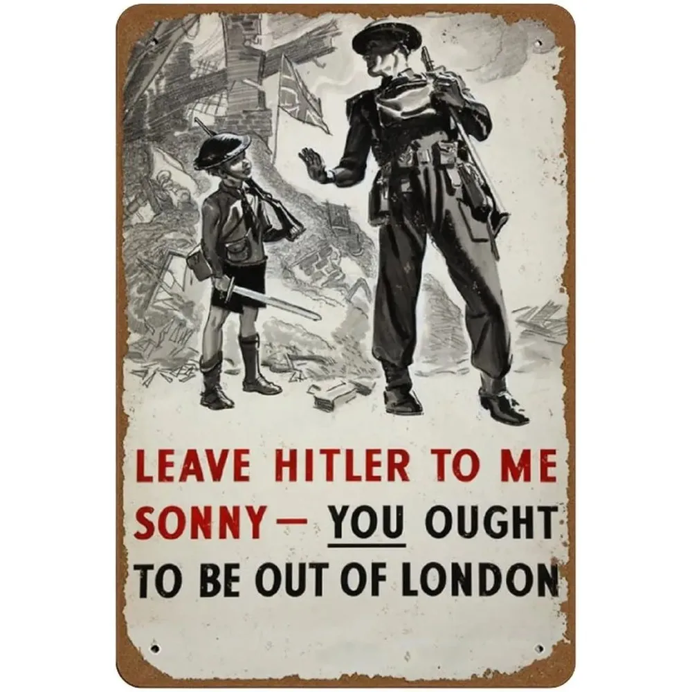 جرامان WW2 نحت حائط الدعاية البريطانية 8x12" | "اترك هتلر لنا سوني"، هدية الهالوين وعيد الميلاد، ديكور المنزل