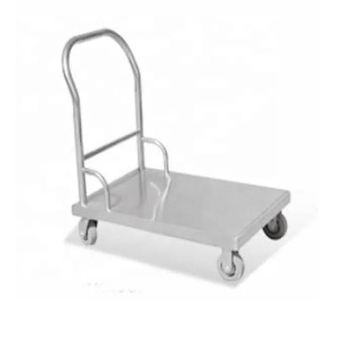 Chariot Mobile Chamonix en Acier Inoxydable, Style Soudage avec Planche Plate