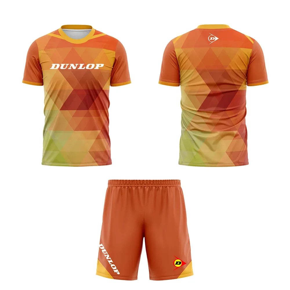 2024 Summer Men\'s Stripe Print Tracksuits Breathable Outdoor Badminton Tennis Training Suit Shorts+T-shirts Sports Suit Clothing