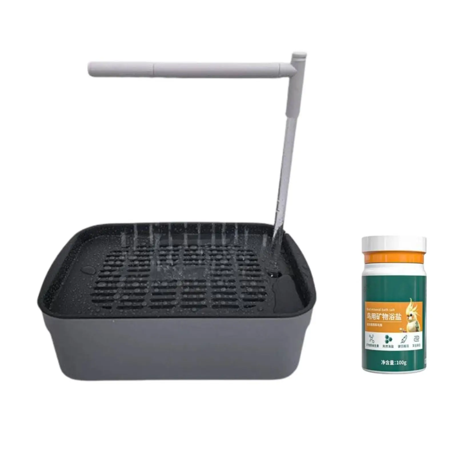 Plastic Bird Bathing Basin Large Rectangular Tray for Parrots Budgies Cockatiels Lovebirds with Misting Shower System