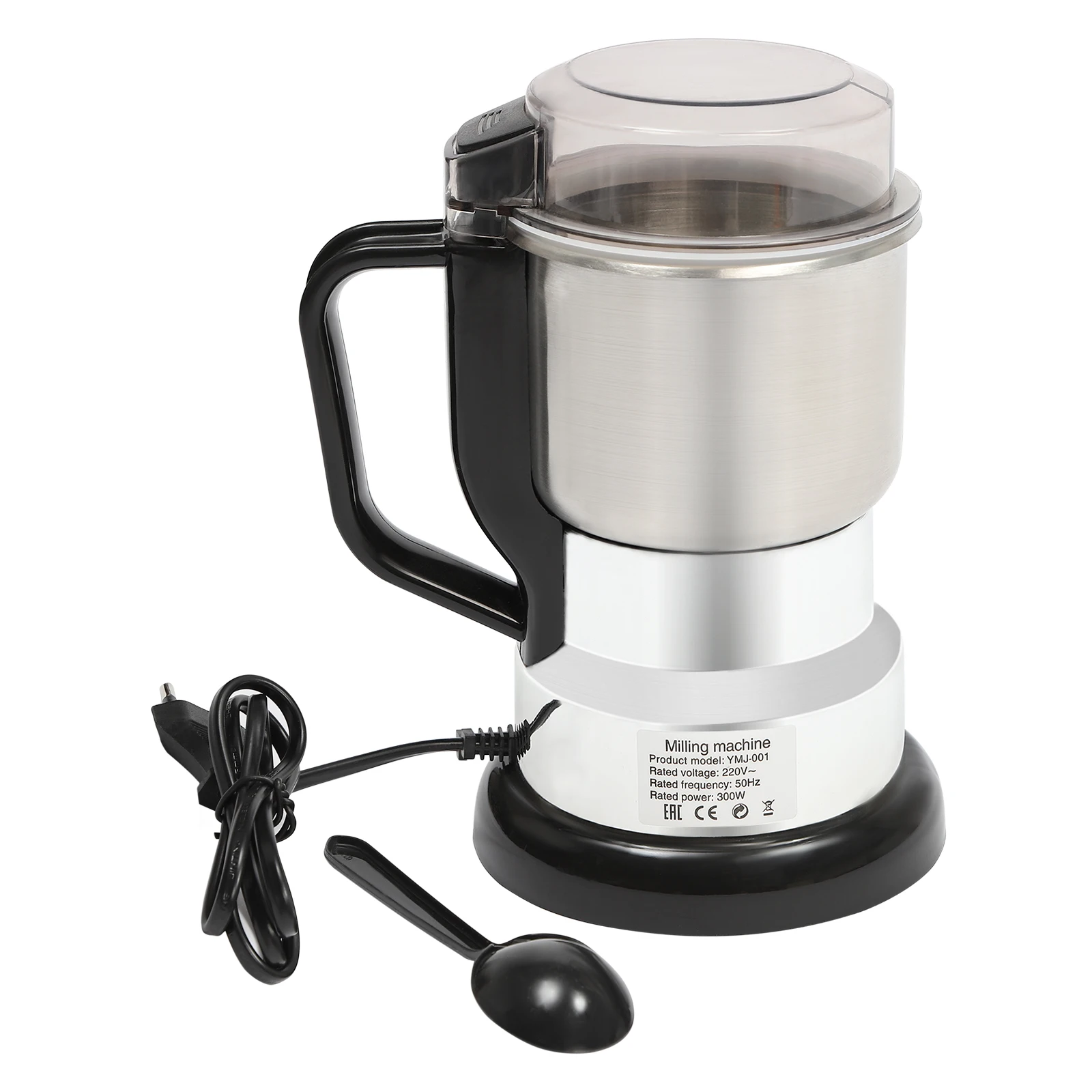 Moulin à café électrique 300W, moulin à grains, noix, épices 500ml avec cuillère et brosse, base antidérapante pour la maison et les snack-bars