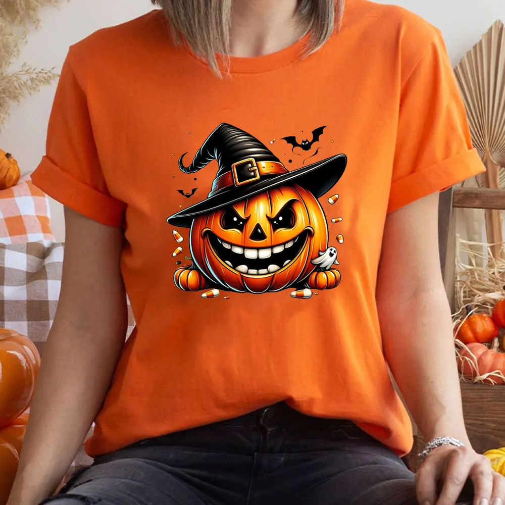 Trick or Treat Halloween T Shirts Pumpkin,Candy,Bones,Skeleton,funny Halloween Costume Cotton Men Women  Tops Graphic T Shirts