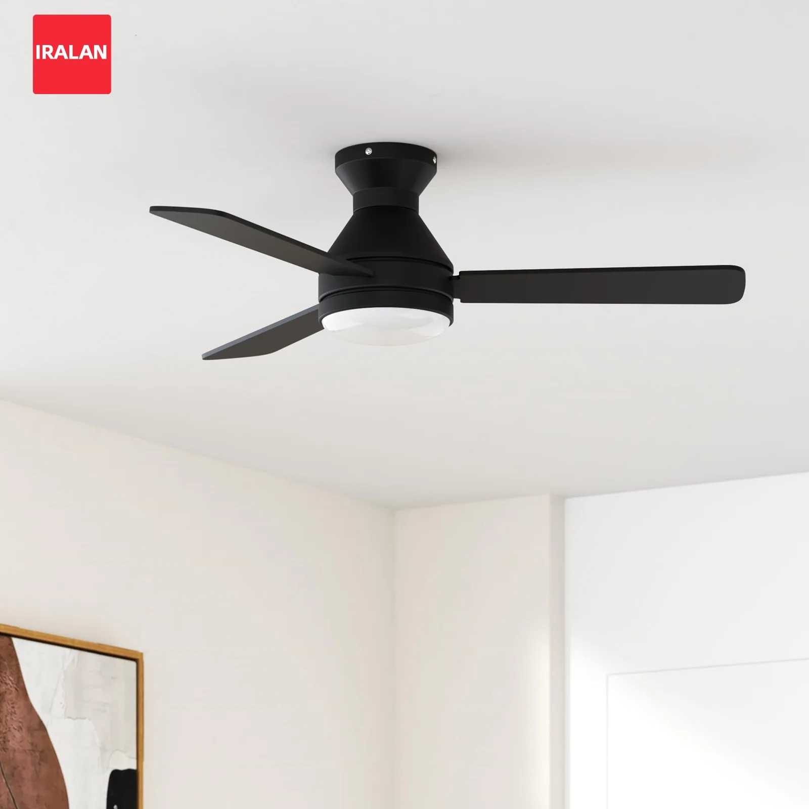 IRALAN Low Profile Ceiling Fan with LED Light Remote Control 6 Speeds 42/52 Inch Modern Fan Lamp Home Indoor Decoration Light