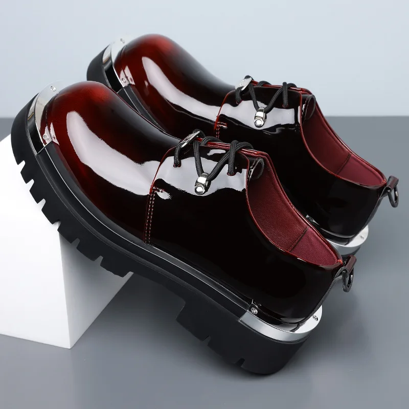 Men's Big Head Derby Shoes Business Casual Formal Work Commuting Height Increasing Shoes genuine leather