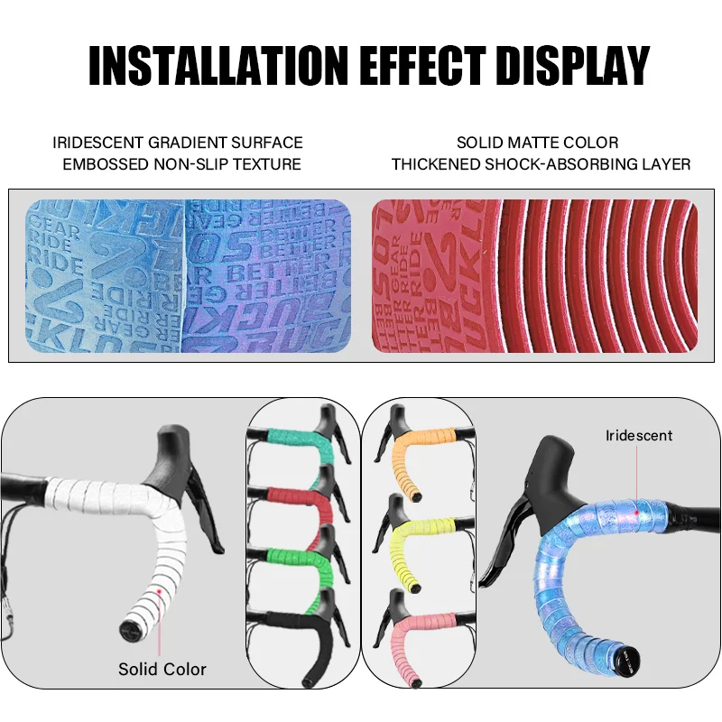 BUCKLOS Road Bike Handlebar Tape Logo Pattern Bicycle Handlebar Tapes Non-slip Breathable Wrap Bar Tape Handlebar Accessories
