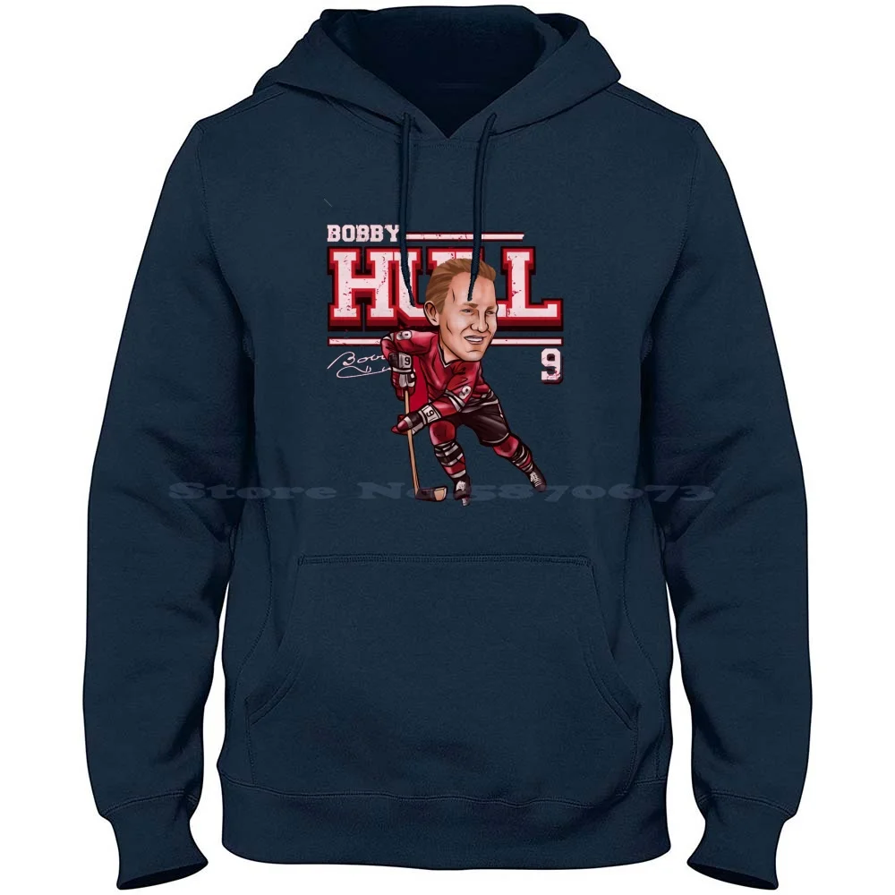 Bobby Hull Chicago Cartoon 100% Cotton Hoodie T Shirt