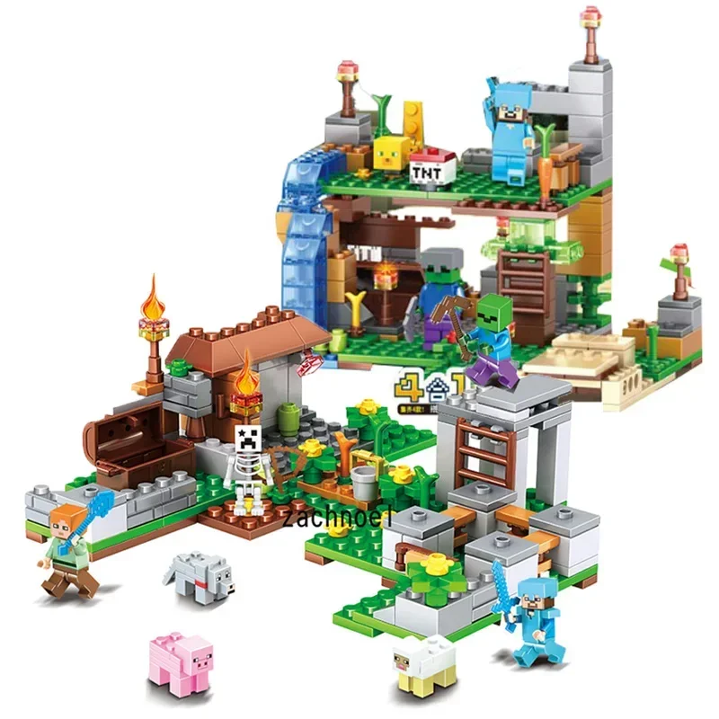 Small Village Treehouse Cave Building Blocks With Figures Bricks Education Toys for christmas Gift  minecraft