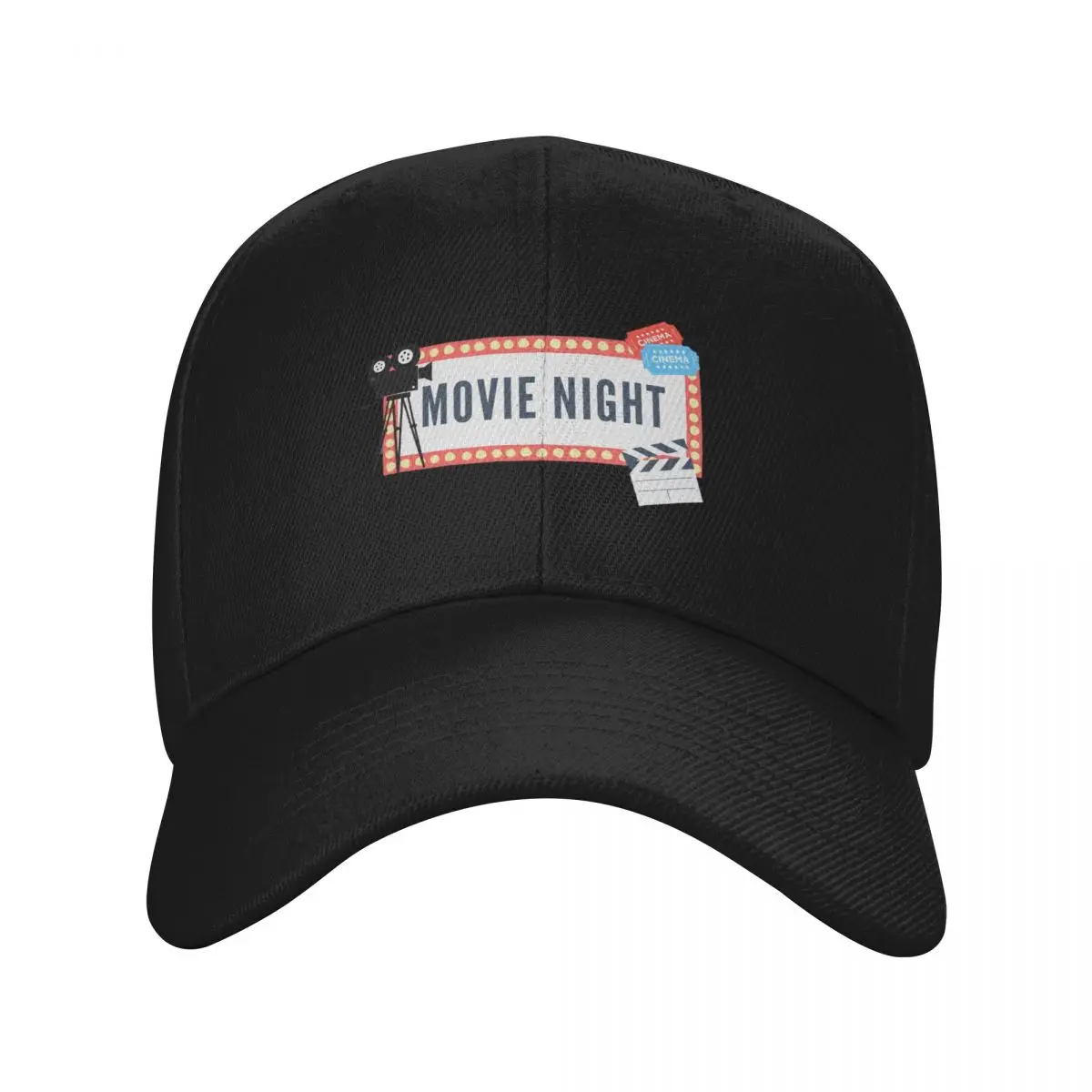 MOVIE NIGHT T-SHIRT DESIGN Baseball Cap Designer Hat Hood Horse Hat funny hat Women Hats Men's