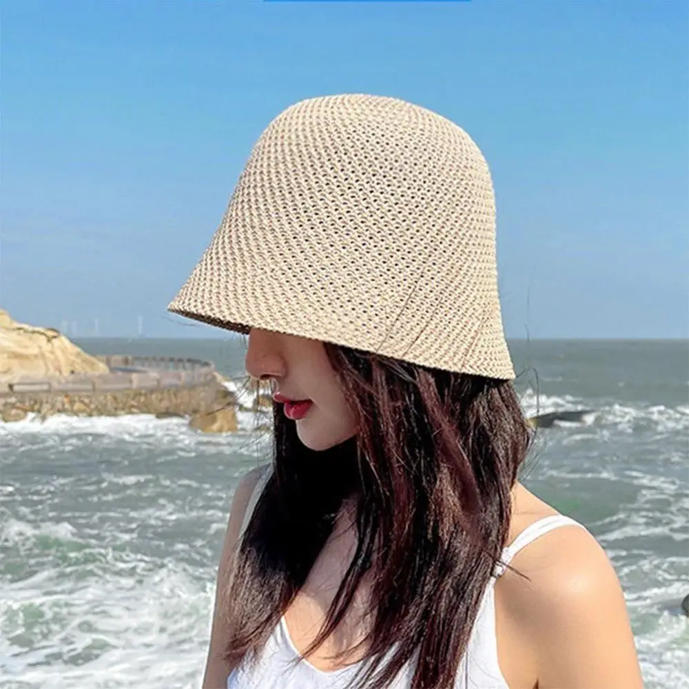 

Summer Hollow Out Breathable Sun Hat Women Visor Travel Foldable Cap Outdoor Japanese Fishierman Cap UV Protection Bucket Hat