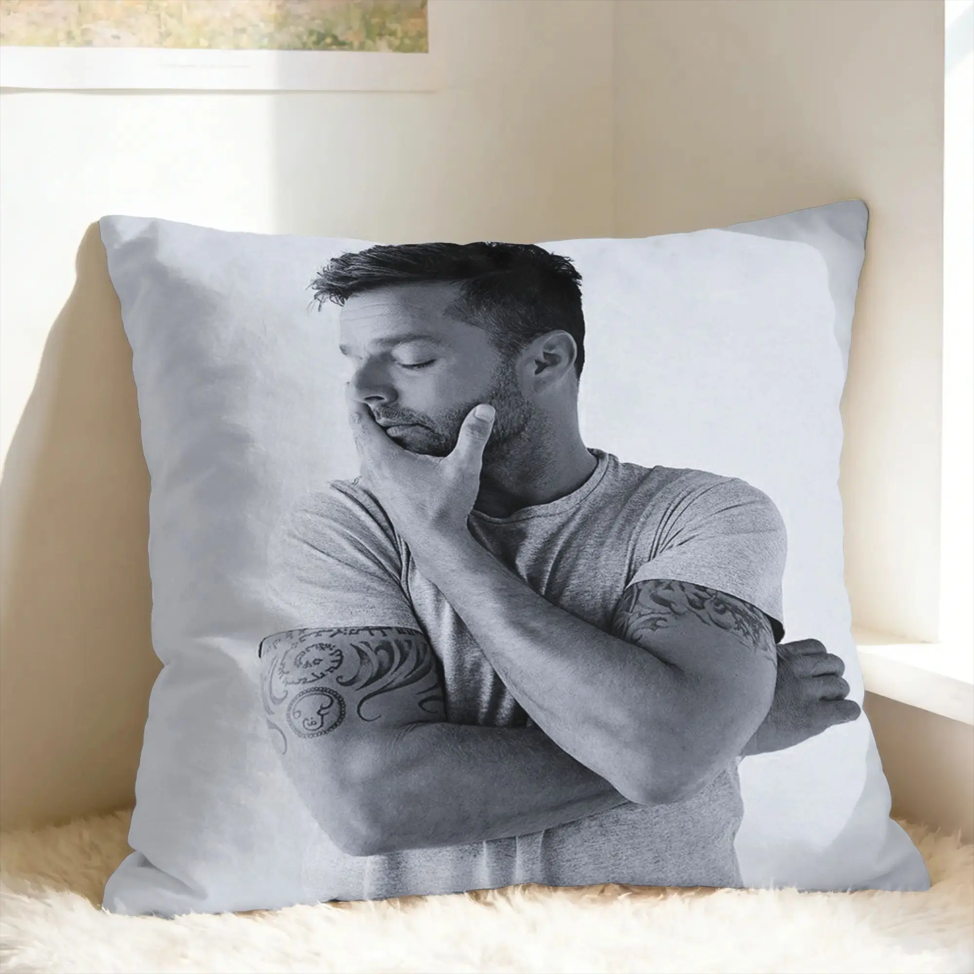 Funda de almohada R-Ricky Martin, funda de almohada retro de moda, fundas de almohada estampadas para decoración del hogar, oficina y coche