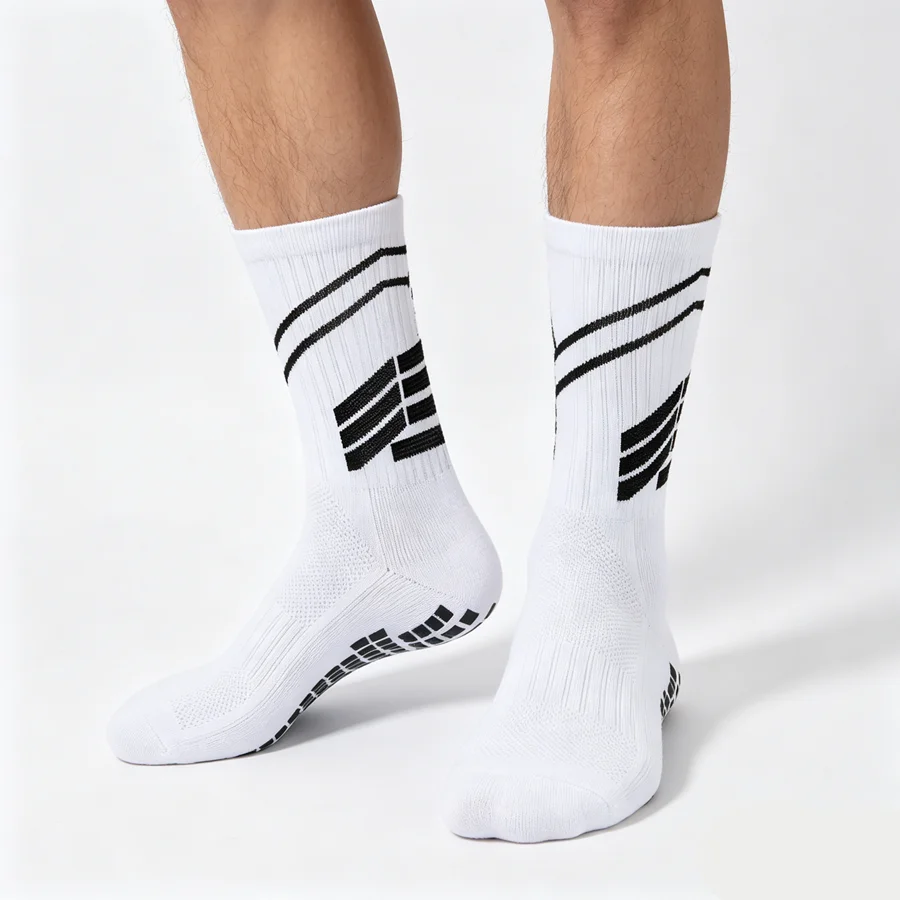 3/6/8pairs men women anti slip grip football soccer socks basketball rugby towel bottom breathable shockproof exercise socks view 2