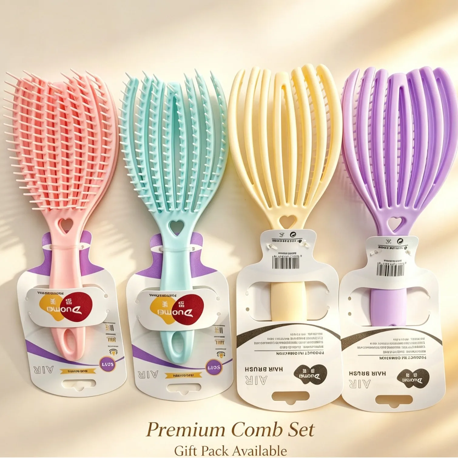 Shell Shape Hollow Vent Hair Comb High Crown Volumizing Detangler Brush Banana Leaf Ribbed Skeleton Comb Anti-static Scalp Massa