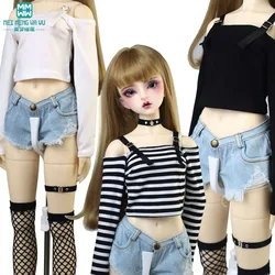 1/4 1/3 BJD Doll Clothes Toy Ball Joint Doll Fashion Sling T-Shirt denim shorts gift for girls